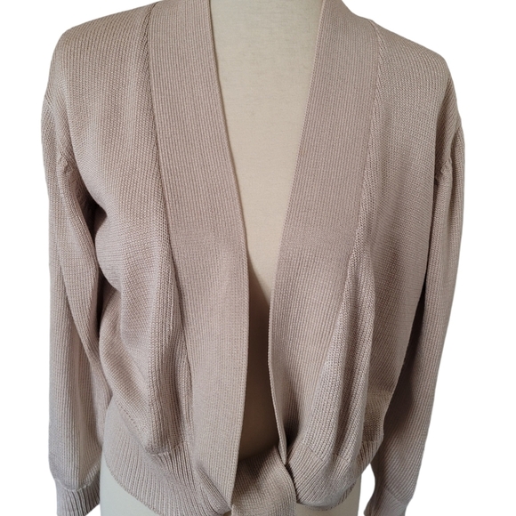 Vintage FIA Italia Taupe Handloomed Cropped Tie Waist Cardigan - Picture 3 of 6